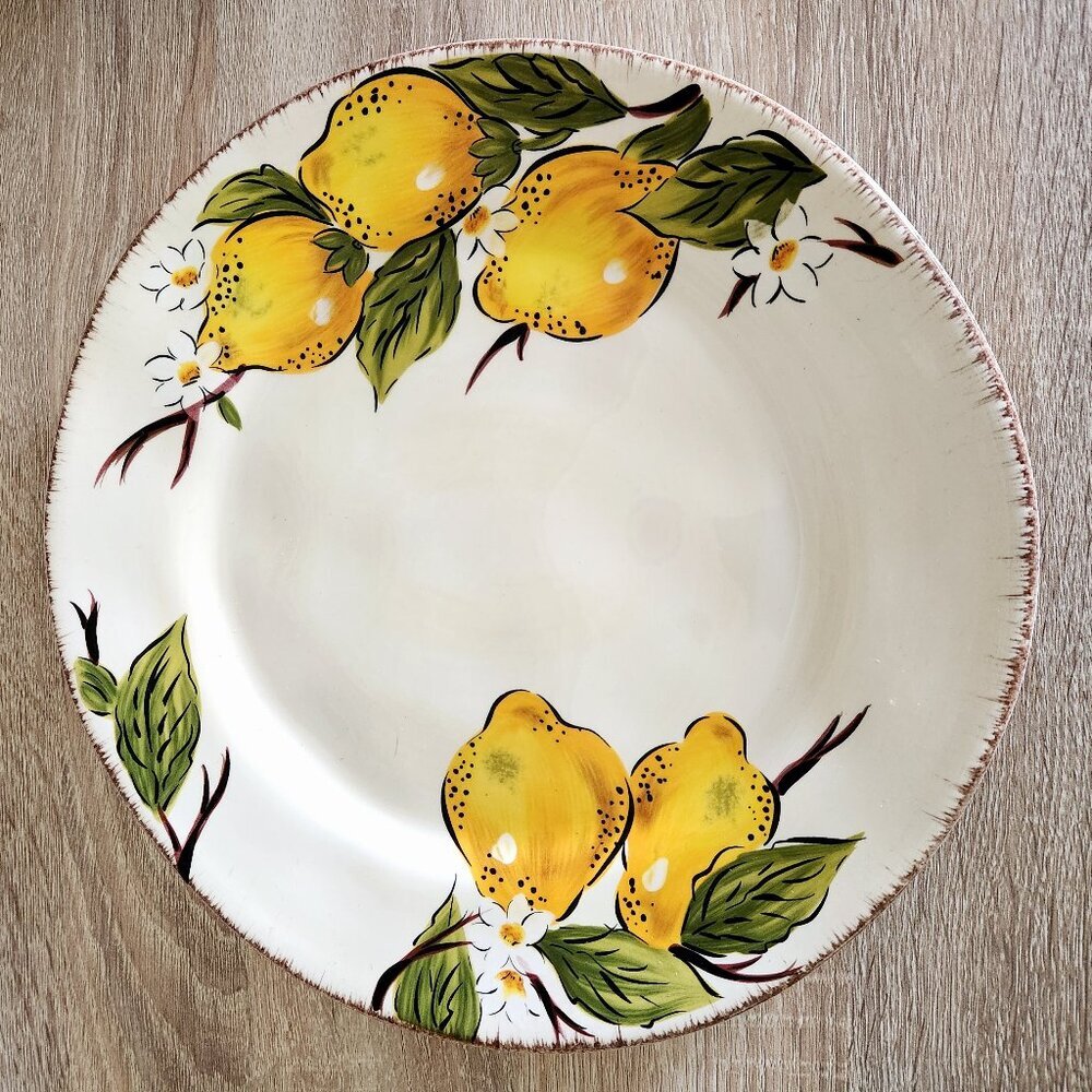 Pier 1 Imports Avalon Earthenware Lemon Tree Floral Handpainted Dinner Plate - Picture 1 of 3